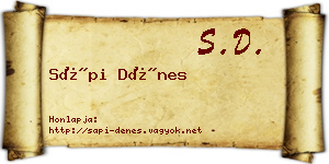 Sápi Dénes névjegykártya