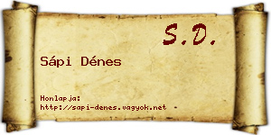 Sápi Dénes névjegykártya